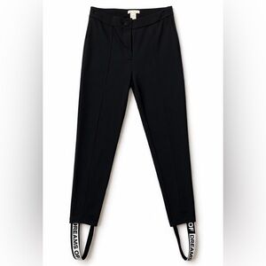 H&M Stirrup Pants Black Stretch Slim Leg Graphic “Dreams Of” Straps Size 10